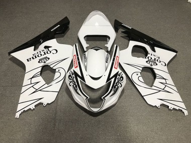 2004-2005 Stile Bianco & Nero Lucido Corona Suzuki GSXR 600-750 Carena Moto
