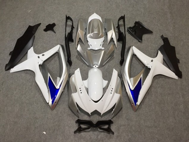 2008-2010 Argento Bianco Blu Suzuki GSXR 600-750 Carena Moto 2008-2010 Argento Bianco Blu Suzuki GSXR 600-750 Carena Moto