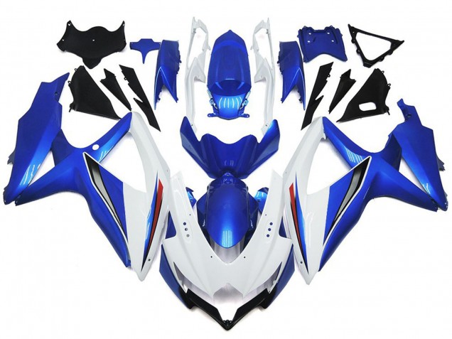 2008-2010 Bianco Lucido Brillante Con Argento & Blu Suzuki GSXR 600-750 Carena Moto 2008-2010 Bianco Lucido Brillante Con Argento & Blu Suzuki GSXR 600-750 Carena Moto