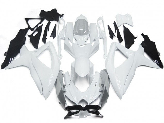 2008-2010 Bianco Lucido Brillante Con Argento Suzuki GSXR 600-750 Carena Moto 2008-2010 Bianco Lucido Brillante Con Argento Suzuki GSXR 600-750 Carena Moto