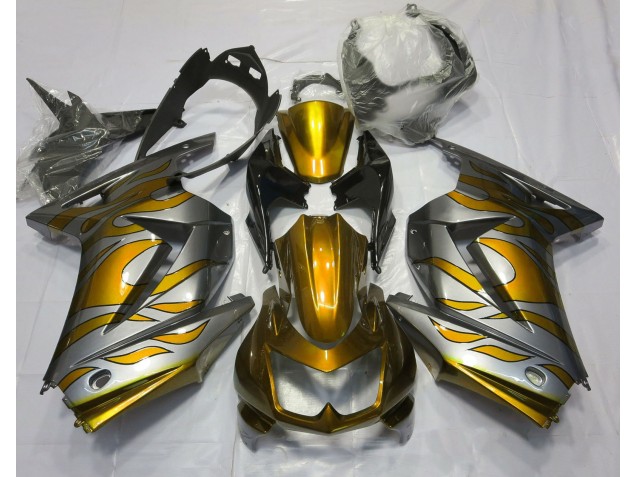 2008-2012 Oro & Argento Fiamma Kawasaki Ninja 250 Carena Moto 2008-2012 Oro & Argento Fiamma Kawasaki Ninja 250 Carena Moto