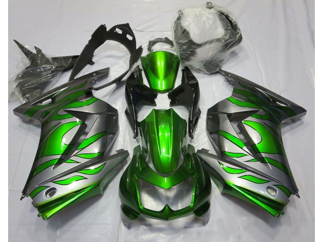 2008-2012 Verde & Argento Fiamma Kawasaki Ninja 250 Carena Moto 2008-2012 Verde & Argento Fiamma Kawasaki Ninja 250 Carena Moto