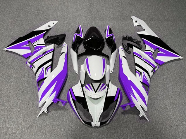 2009-2012 Viola Bianco & Nero Zag Kawasaki ZX6R Carena Moto 2009-2012 Viola Bianco & Nero Zag Kawasaki ZX6R Carena Moto