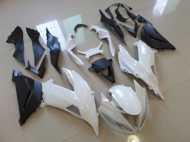 2013-2018 Bianco Nero Lucido Kawasaki ZX6R Carena Moto 2013-2018 Bianco Nero Lucido Kawasaki ZX6R Carena Moto