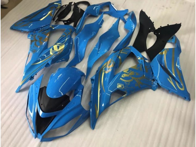 2016-2019 Blu Lucido Con Oro Kawasaki ZX10R Carena Moto 2016-2019 Blu Lucido Con Oro Kawasaki ZX10R Carena Moto