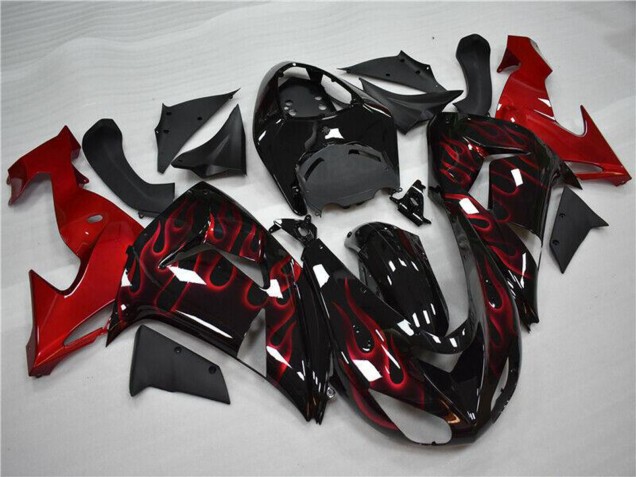 Carena Moto Kawasaki ZX10R 2006-2007 - Nero Lucido Rosso Fiamma