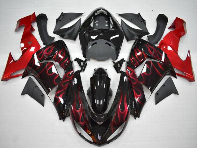 Carena Moto Kawasaki ZX10R 2006-2007 - Nero Lucido Rosso Fiamma