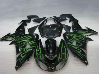 Carena Moto Kawasaki ZX10R 2006-2007 - Nero Lucido Verde Fiamma Sconto