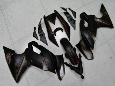 Carena Moto Kawasaki EX650 2009-2011 - Nero Opaco Rosso Banda Sconto