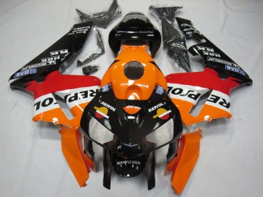 Carene Moto Honda CBR600RR 2005-2006 - Arancia Rosso Bianco Nero Bottom Repsol Sconto