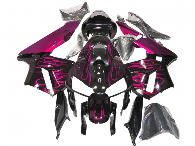 Carene Moto Honda CBR600RR 2005-2006 - Nero Lucido Rosa Fiamma