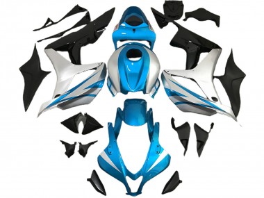 Carene Moto Honda CBR600RR 2007-2008 - Argento Azzurro Chiaro Nero Lucido OEM Stile Sconto
