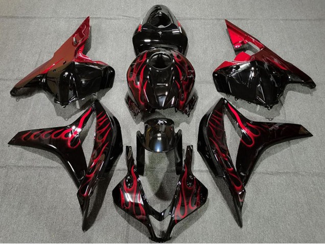 Carene Moto Honda CBR600RR 2009-2012 - Nero Lucido Rosso Fiamma