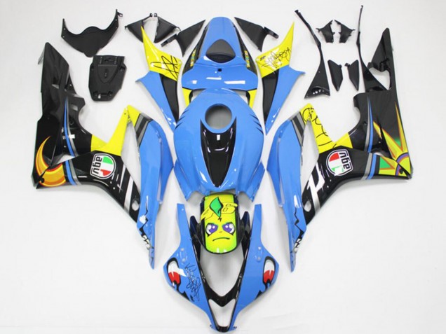 Carena Moto Honda CBR600RR 2007-2008 - Azzurro Chiaro Giallo Nero Lucido Squalo