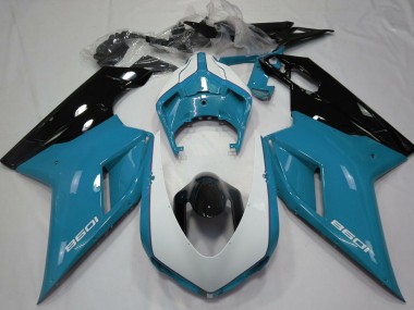 Carene Moto Ducati 1098 2007-2014 - Blu Bianco Nero Lucido Sconto