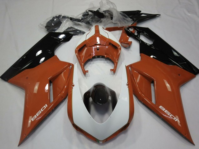 Carene Moto Ducati 1098 2007-2014 - Marrone Bianco Nero Lucido