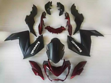 Carena Moto Kawasaki Z250/Z300 2015-2016 - Nero Opaco Rosso Bordeaux Sconto