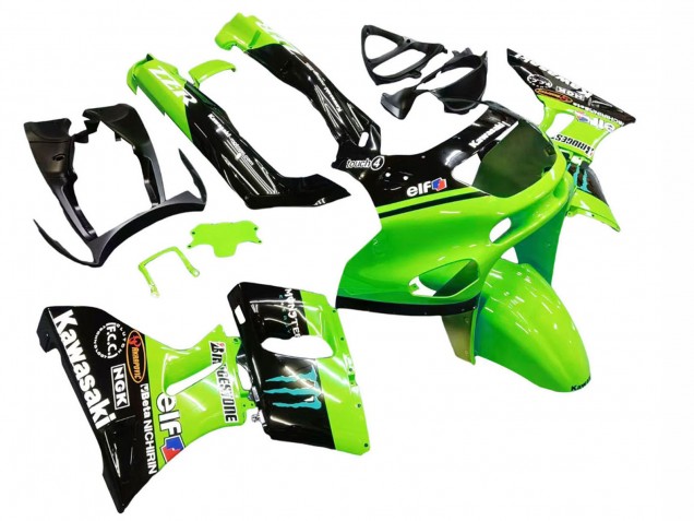 Carena Moto Kawasaki ZZR400 1993-2007 - Verde Nero Lucido Blu Mostro Elf Touch4 Bridgestone