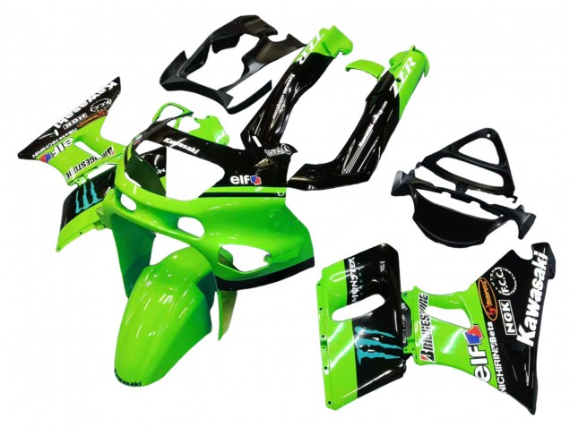 Carena Moto Kawasaki ZZR400 1993-2007 - Verde Nero Lucido Blu Mostro Elf Touch4 Bridgestone