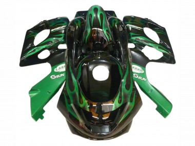 Carena Moto Yamaha YZF600R Thundercat 1996-2007 - Nero Verde Scuro Fiamma Sconto