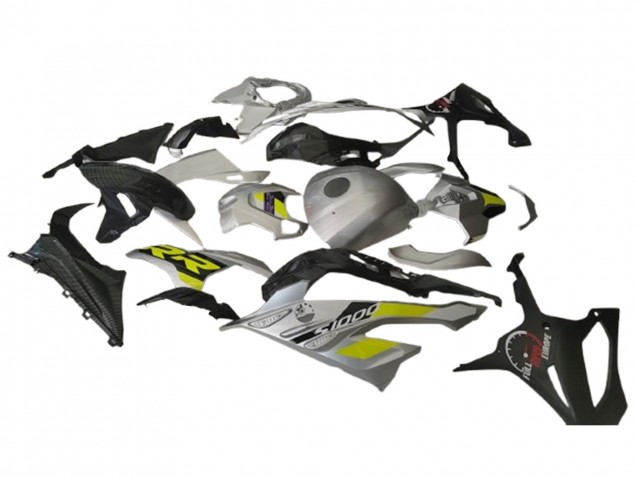 Carena Moto BMW S1000RR 2023-2024 - Argento Giallo Fibra di Carbonio