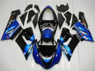 Carena Moto Kawasaki ZX6R 2005-2006 - Blu Nero Lucido Elf Sconto