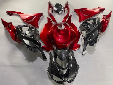 Carena Moto Kawasaki ZX6R 2023-2025 - Rosso Fibra di Carbonio Sconto