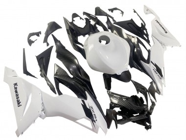 Carena Moto Kawasaki ZX6R 2019-2022 - Bianco Nero Fibra di Carbonio Sconto