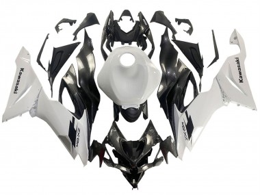 Carena Moto Kawasaki ZX6R 2019-2022 - Bianco Nero Fibra di Carbonio Sconto