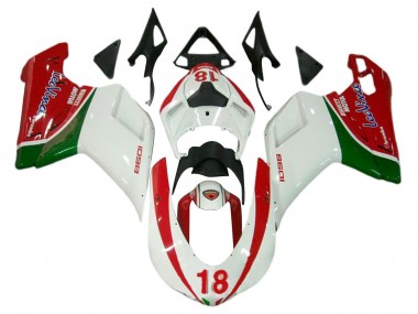 Carena Moto Ducati 848/1098/1198 2007-2014 - Bianco Rosso Verde 18 Sconto