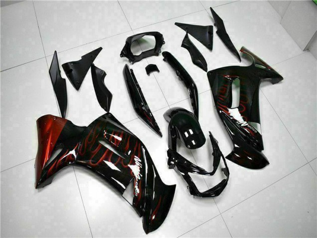 Carena Moto Kawasaki EX650 2006-2008 - Nero Lucido Rosso Fiamma