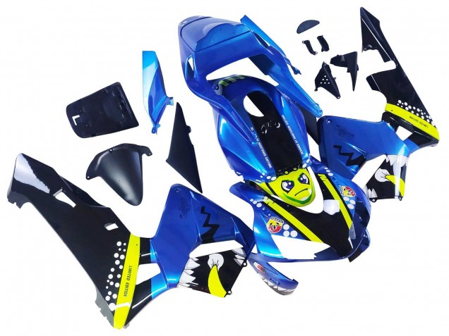 Carena Moto Honda CBR600RR 2003-2004 - Blu Neon Giallo Nero Lucido Squalo