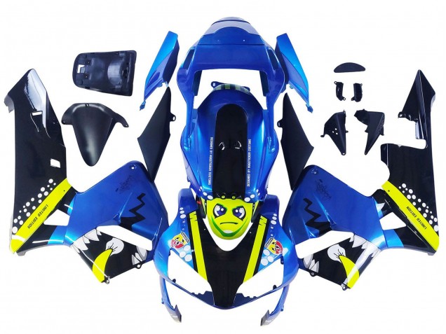 Carena Moto Honda CBR600RR 2003-2004 - Blu Neon Giallo Nero Lucido Squalo