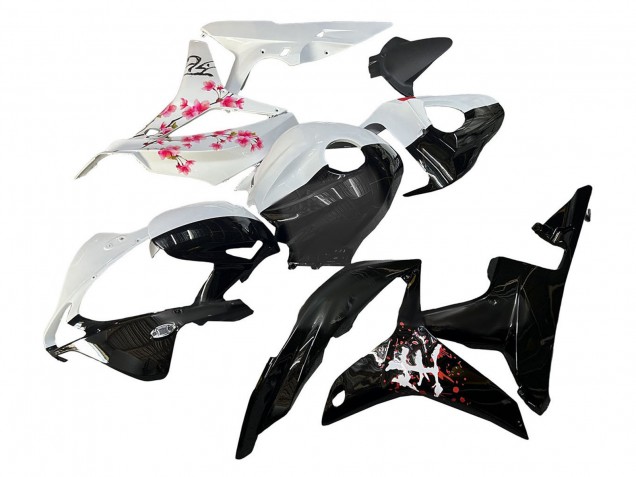 Carena Moto Honda CBR600RR 2007-2008 - Bianco Fiore di Ciliegio Nero Lucido Diviso