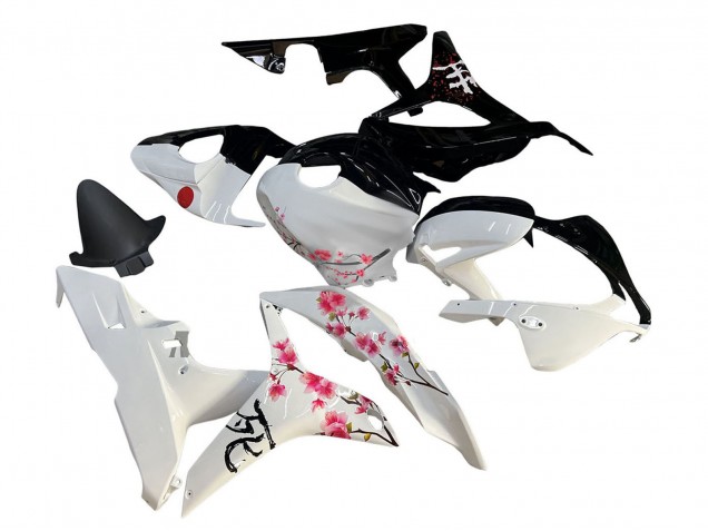 Carena Moto Honda CBR600RR 2007-2008 - Bianco Fiore di Ciliegio Nero Lucido Diviso