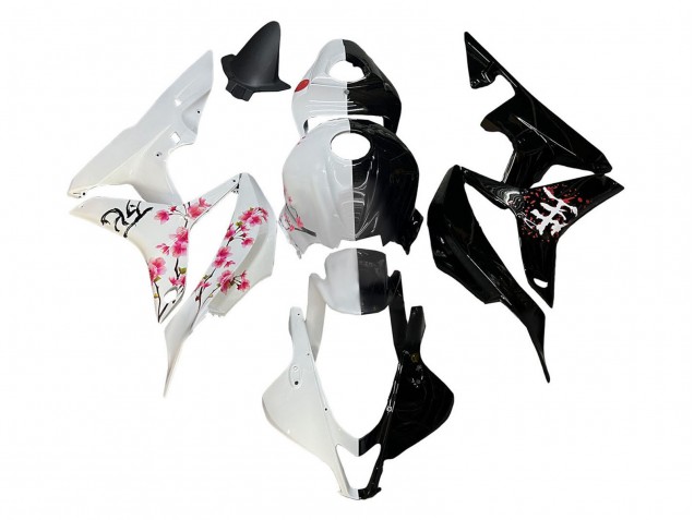 Carena Moto Honda CBR600RR 2007-2008 - Bianco Fiore di Ciliegio Nero Lucido Diviso