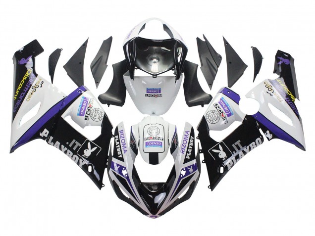 Carena Moto Kawasaki ZX6R 2005-2006 - Bianco Viola Nero Rizoma Playboy DENSO