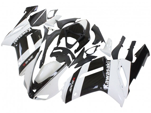 Carena Moto Kawasaki ZX6R 2007-2008 - Bianco Nero