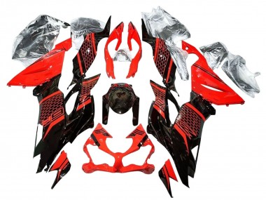 Carena Moto Kawasaki ZX6R 2019-2022 - Rosso Nero Lucido Honeycomb Sconto