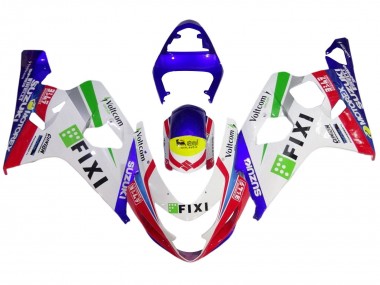 Carena Moto Suzuki GSXR 600 / GSXR 750 2004-2005 - Bianco Blu Rosso Giallo Verde Fixi Sconto