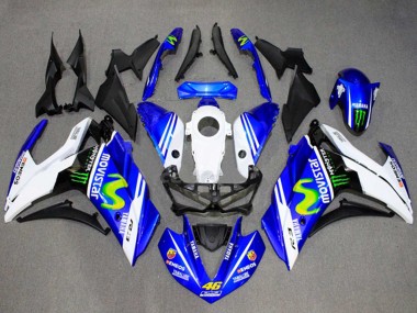 Carena Moto Yamaha YZF R3/R25 2015-2018 - Bianco Blu Verde MoviStar Mostro Sconto