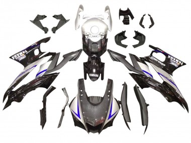 Kit Carena Moto Yamaha YZF R3/R25 2022-2024 - Argento Blu Nero Fibra di Carbonio Stile Sconto