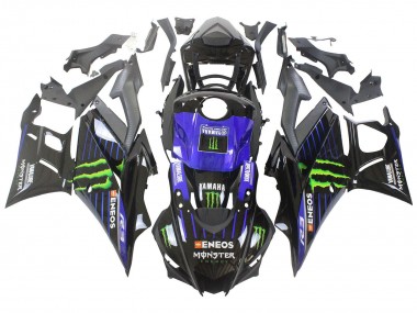 Carena Moto Yamaha YZF R3/R25 2022-2024 - Blu Verde Nero Mostro Yamalube ENEOS Sconto