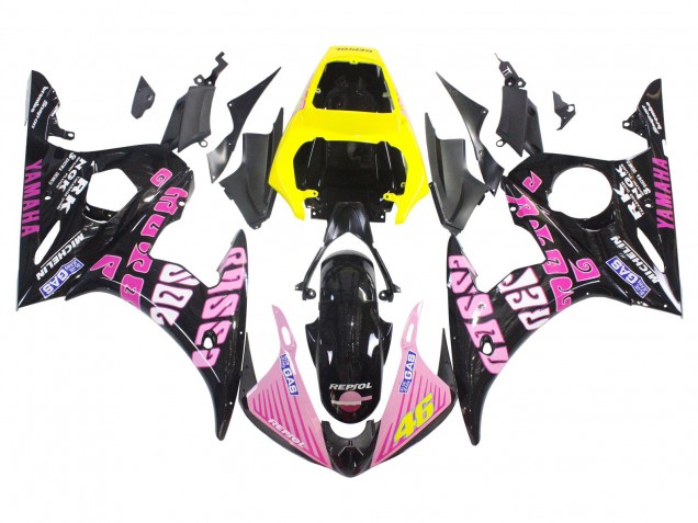 Carena Moto Yamaha YZF R6S 2006-2009 - Giallo Rosa Nero Lucido Rossi Repsol 46