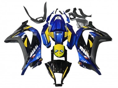 Carena Moto Kawasaki EX300 2013-2024 - Blu Giallo Nero Squalo Sconto