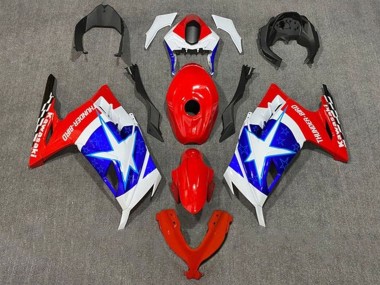 Carena Moto Kawasaki EX300 2013-2024 - Bianco Rosso Blu Stella Captain America Sconto