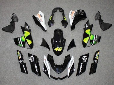 Carena Moto Kawasaki Z1000 2010-2013 - Nero Lucido Bianco Verde MoviStar Mostro Sconto