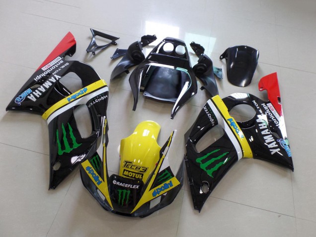 Carena Moto Yamaha YZF R6 1998-2002 - Nero Lucido Giallo Rosso Verde Motul Mostro