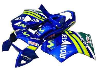 Carena Moto Honda VFR 800 1998-2001 - Blu Verde Bianco MoviStar Castrol HRC Nero Prince Sconto