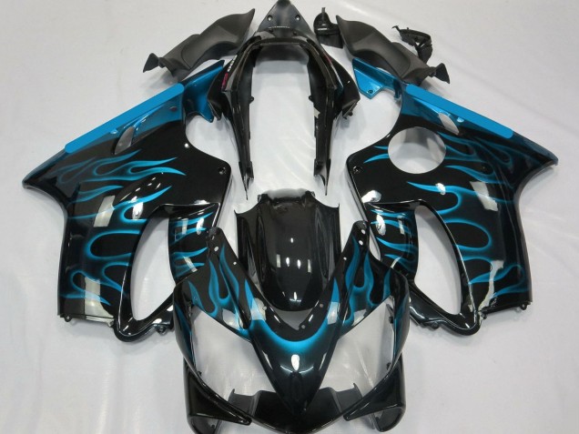 Carena Moto Honda CBR600 F4i 2004-2007 - Nero Lucido Azzurro Chiaro Fiamma